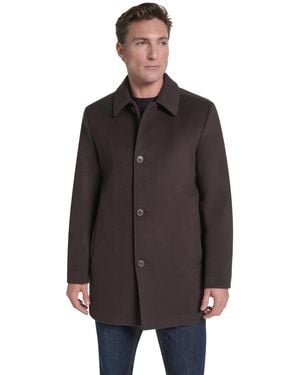 Cole Haan Regular-fit Cashmere-wool Blend Single-breasted Car Coat - Brown