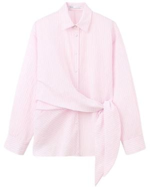 Mango Tie-front Striped Blouse - Pink