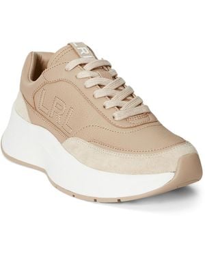Ralph Lauren Franky Tumbled Leather Sneaker - Natural