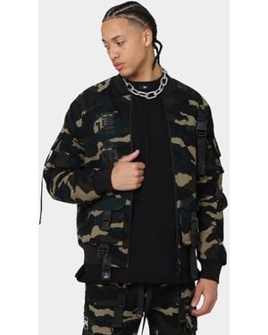 Dxxmlife L-4 A Camo Utility Bomber Jacket - Black