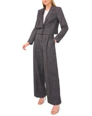 Cece Cropped Bow Blazer Mid Rise Wide Leg Pants - Multicolor