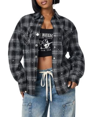 TRUE RELIGION Plaid Shirt Jacket - Gray