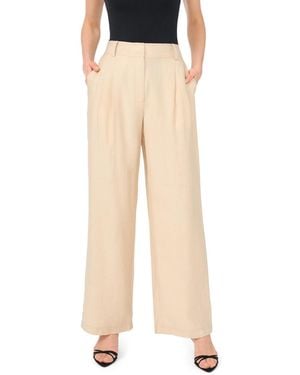 Vince Camuto Pleated Wide-leg Pants - Natural