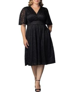 Kiyonna Plus Size Fable Lace Cocktail Dress - Black