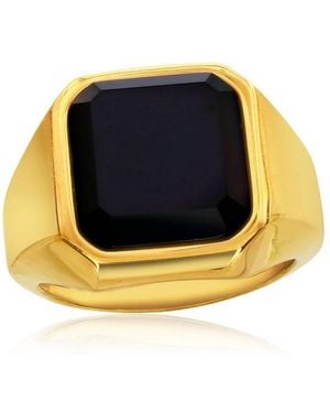 Metallo Stainless Steel Plated Square Acrylic Ring - Blue