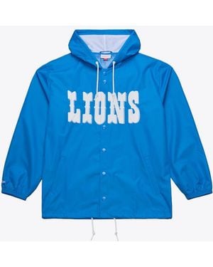 Mitchell & Ness Detroit Lions Coaches Full-snap Hooded Windbreaker Jacket - Blue