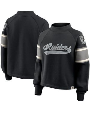 Fanatics Las Vegas Raiders Oversized Hometown Toss Sweep Mock Neck Pullover Top - Black
