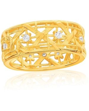 SUZY LEVIAN NEW YORK Suzy Levian Sterling Silver Cubic Zirconia Cutout Eternity Band Ring - Metallic