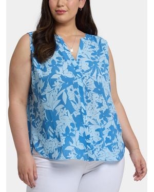 NYDJ Plus Size Sleeveless Pintuck Top - Blue