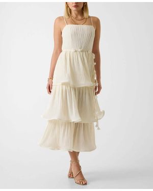 Guess Alessia Square Neck Tiered Dress - Natural