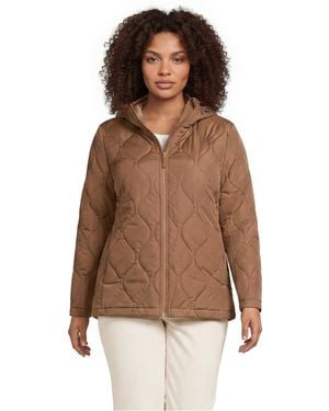 Lands' End Plus Size Featherfree Onion Quilted Insulated Jacket - Brown