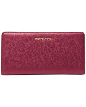 Michael Kors Michael Bryant Large Slim Leather Snap Wallet - Red