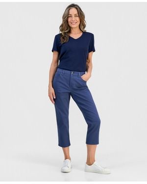 Style & Co. Petite Mid-rise Curvy Roll-cuff Capri Jeans - Blue