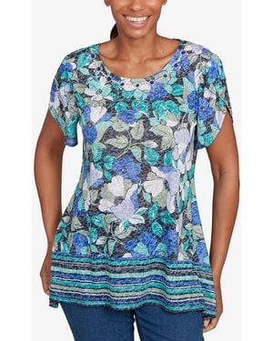 売れ筋商品|||ルビーロード カットソー トップス レディース Petite Watercolor Floral Patchwork Square Neck Top Bluebird Multi Petite Women's Watercolor Floral Patchwork Top | Ruby Rd.