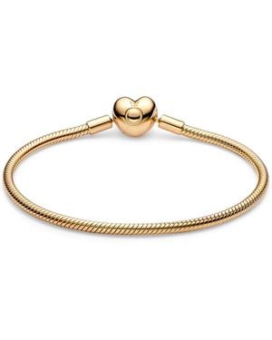 PANDORA 14k Or 14k Rose--plated Barrel Clasp Snake Chain Bracelet - White