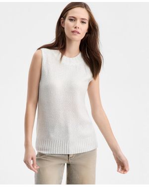 BarIII Shine Sleeveless Sweater - White