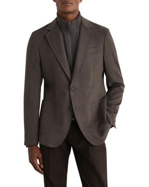Reiss Badge Tailored-fit Single-breasted Blazer - Gray