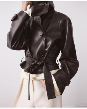 Mango Maxi Lapels Faux-leather Jacket - Brown