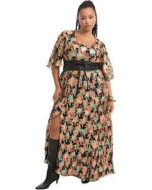 June + Vie June + Vie Plus Size June + Vie Metallic Printed Maxi Dress