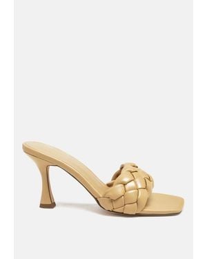 LONDON RAG Woven Strap Spool Heel Sandals - Metallic