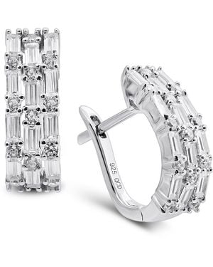 Arabella Cubic Zirconia Baguette Hoop Earrings - Metallic