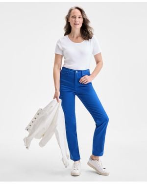Style & Co. Straight-leg High Rise Twill Pants - Blue