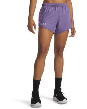 Under Armour Fly By Mesh-panel Running Shorts - Purple