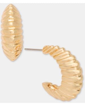 On 34th Small Textured C-hoop Earrings - Metallic