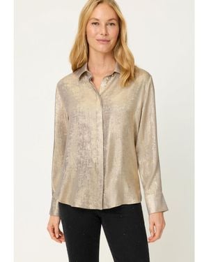 Olsen Metallic Crinkle Shirt - Natural