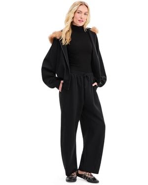 BarIII Scuba Wide-leg Drawstring Pants - Black