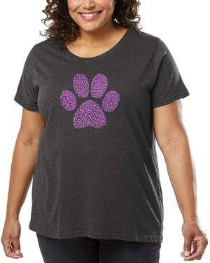 LA Pop Art Plus Size Xoxo Dog Paw Word Art T-shirt - Gray