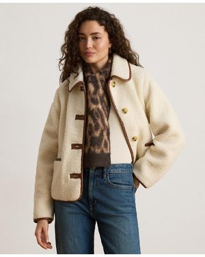 Ralph Lauren Pleather Trim Sherpa Jacket - Natural