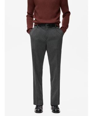 Mango Regular-fit Pleated Flannel Pants - Multicolor