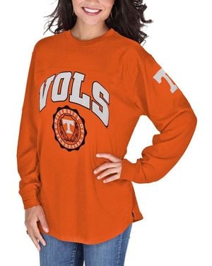 Pressbox Tennessee Volunteers Edith Long Sleeve Oversized Top - Orange