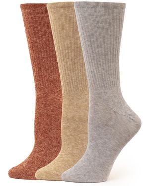 Hue 3 Pack Crew Socks - Brown