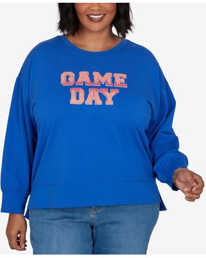 Ruby Rd. Plus Size Game Day Graphic Terry Sweatshirt - Blue