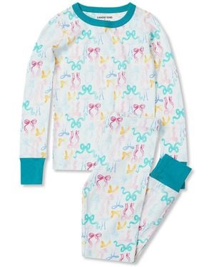 Lands' End Kids Long Sleeve Top And Bottom Snug Fit Pajama Set - Blue