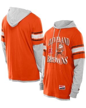 KTZ Cleveland Browns Twofer Layered Long Sleeve Hoodie T-shirt - Orange