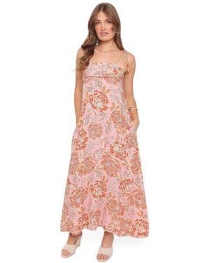Petal & Pup Kahlie Floral-print Square-neck Maxi Dress - Pink