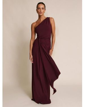 Six Stories One Shoulder Drape Stretch Bridesmaid Dress - Purple