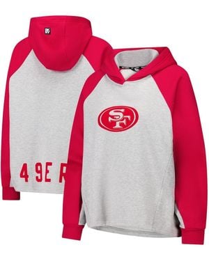 DKNY Gray/scarlet San Francisco 49ers Joy Cropped Raglan Pullover Hoodie - Red