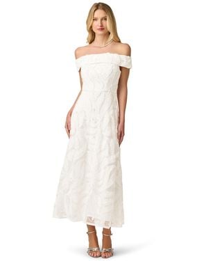 Adrianna Papell Off-the-shoulder Midi Dress - White