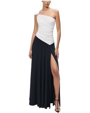 Nocturne One-shoulder Contrast Maxi Dress - White