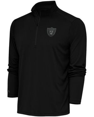 Antigua Las Vegas Raiders Tonal Logo Tribute Quarter-zip Pullover Top - Black