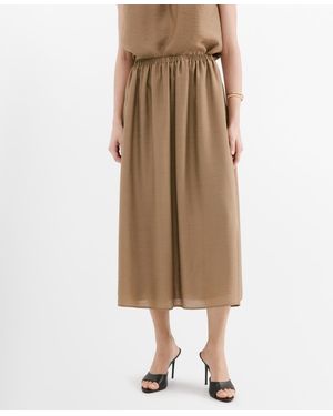 Mango Gathered Midi Skirts - Natural