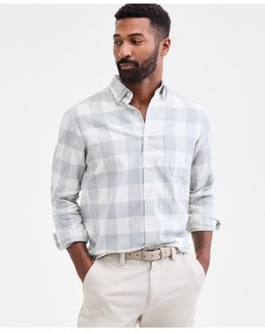 Club Room Fabula Long-sleeve Cotton Plaid Flannel Shirt - Gray