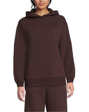 Lands' End Long Sleeve Serious Sweats Hooded Tunic Sweatshirt - Brown