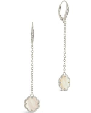 Sterling Forever Rose Petal Long Drop Earrings - White