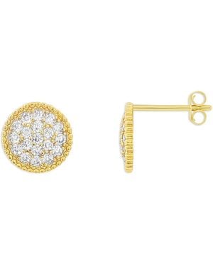 Giani Bernini Round Pave Cz Studs - Metallic