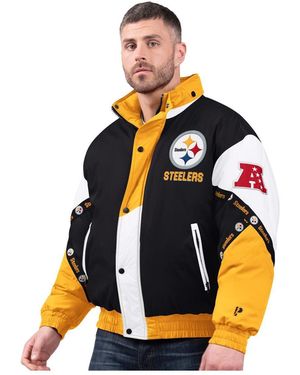 Pro Player Black/gold Pittsburgh Steelers Tape Full-zip Hooded Jacket - White